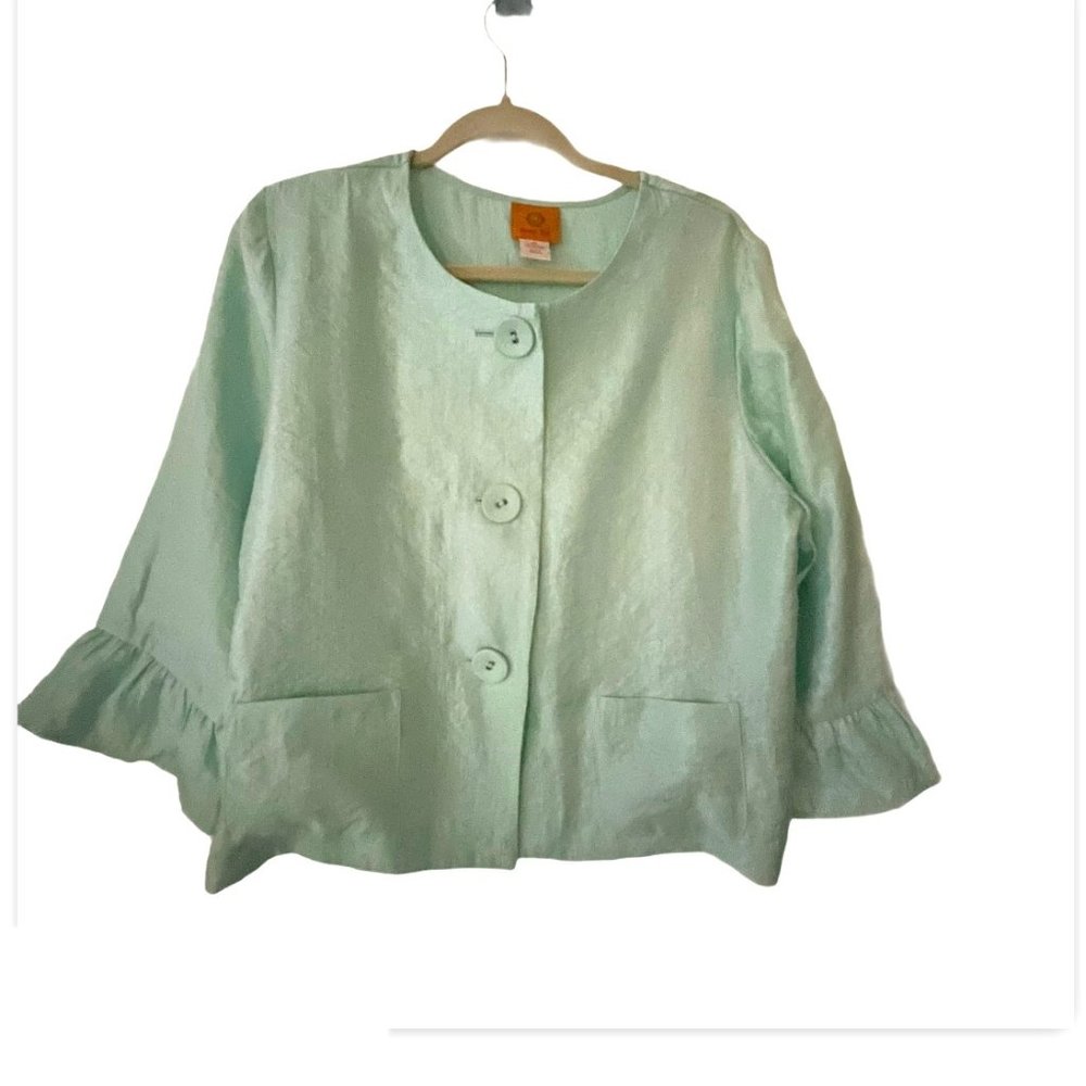 Ruby Rd. Sea Green Jacket with 3/4 Sleeves